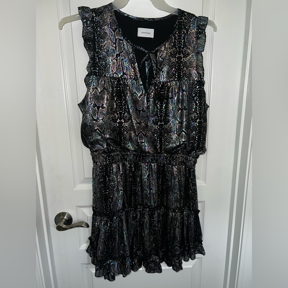 Adrienne Multicolor Snake Print Mini Dress gently used